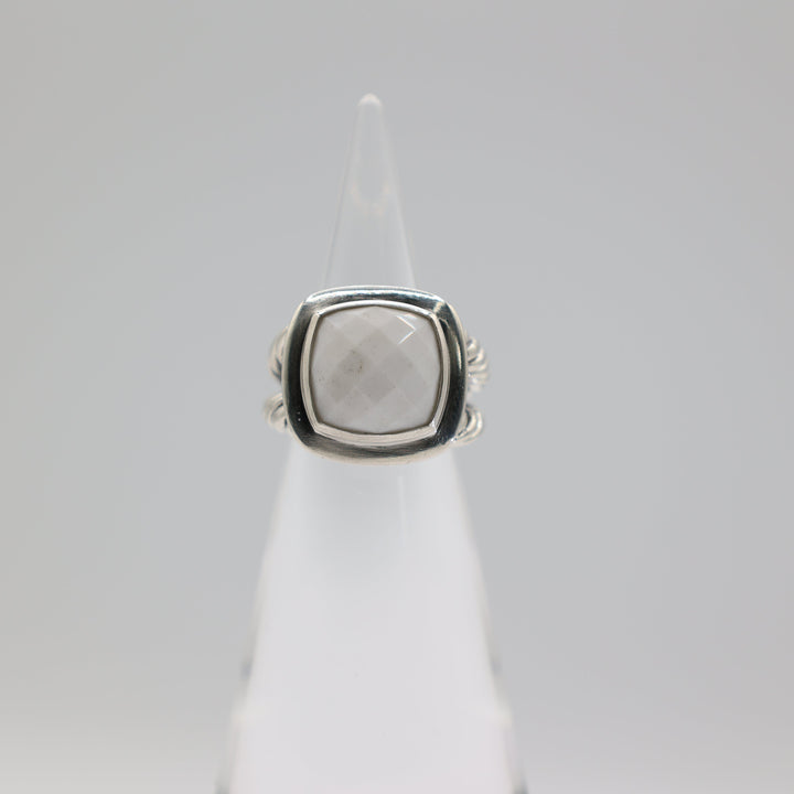 David Yurman Albion White Agate Ring 14mm Sterling Silver 925 Size 7