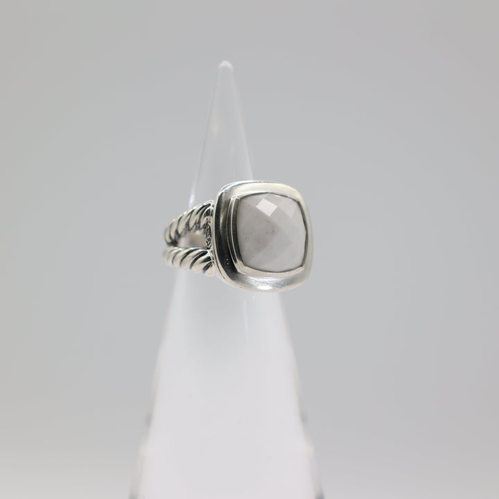 David Yurman Albion White Agate Ring 14mm Sterling Silver 925 Size 7