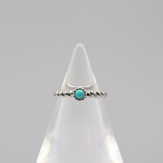 925 Sterling Silver Twisted Band with Turquoise Gemstone Judith Ripka Ring Size 8