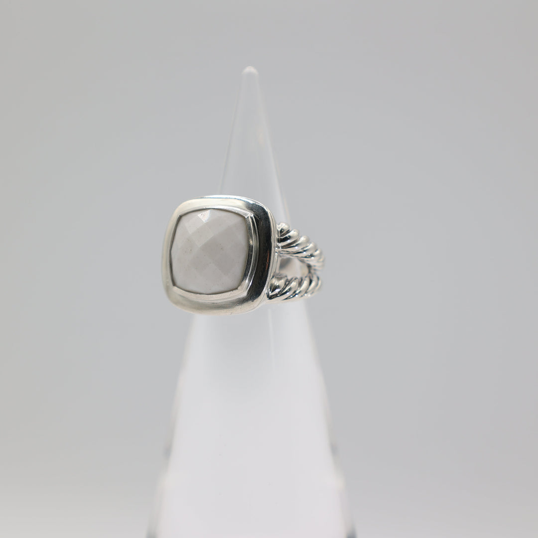 David Yurman Albion White Agate Ring 14mm Sterling Silver 925 Size 7