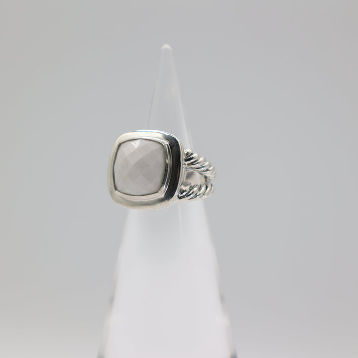 David Yurman Albion White Agate Ring 14mm Sterling Silver 925 Size 7