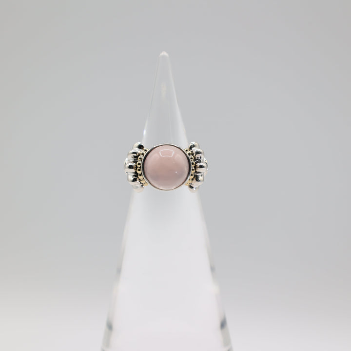 Lagos 925 Sterling Silver Rose Quartz Cabochon Ring Size 7