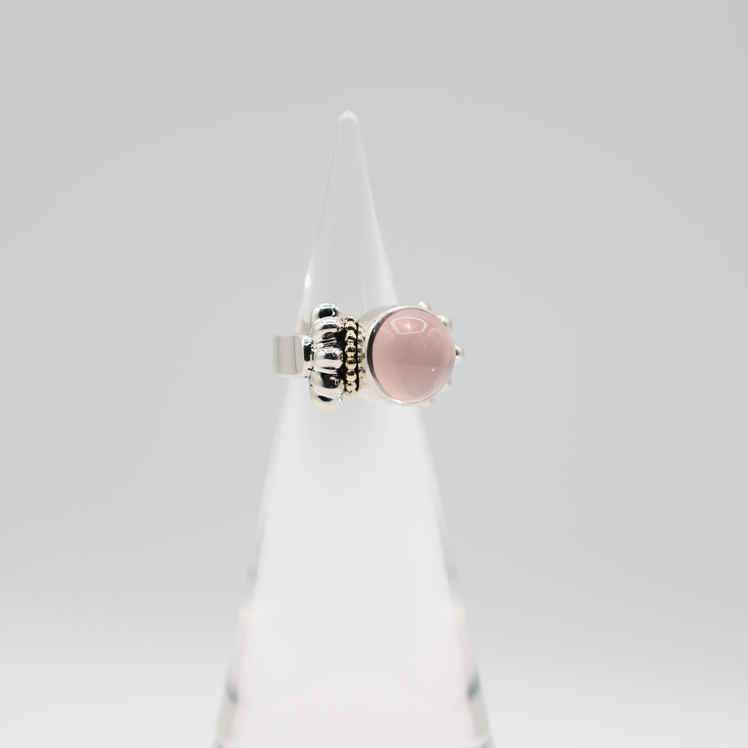 Lagos 925 Sterling Silver Rose Quartz Cabochon Ring Size 7