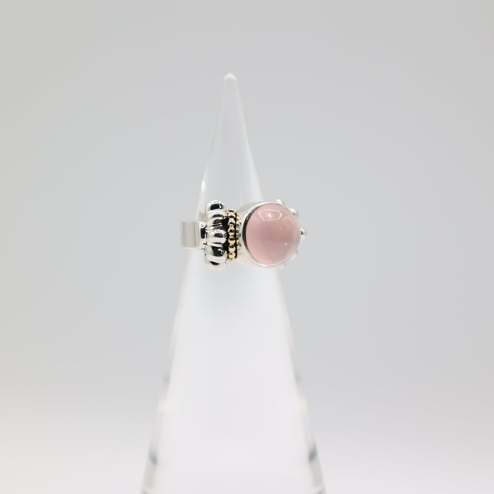 Lagos 925 Sterling Silver Rose Quartz Cabochon Ring Size 7