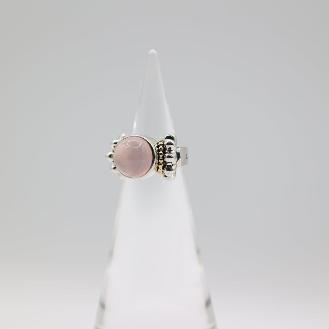 Lagos 925 Sterling Silver Rose Quartz Cabochon Ring Size 7