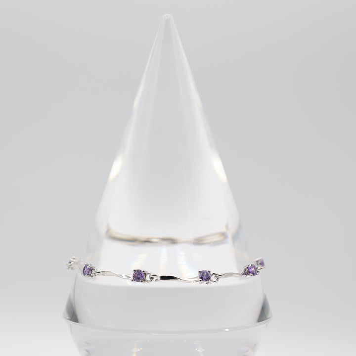 925 Sterling Silver Purple Stones Anklet