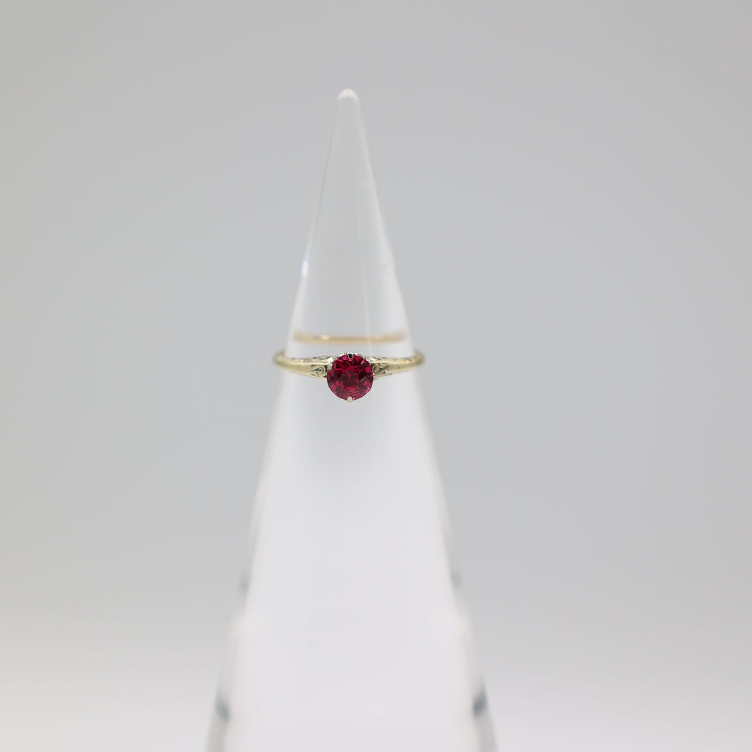 14K Yellow Gold Pink Sapphire Ring 5.5mm Stone Size 6 Gift Ready
