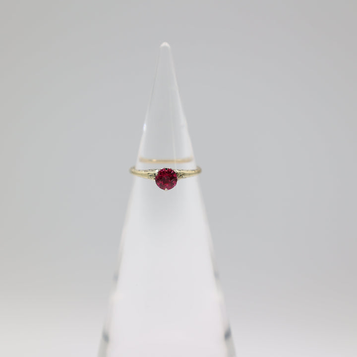 14K Yellow Gold Pink Sapphire Ring 5.5mm Stone Size 6 Gift Ready