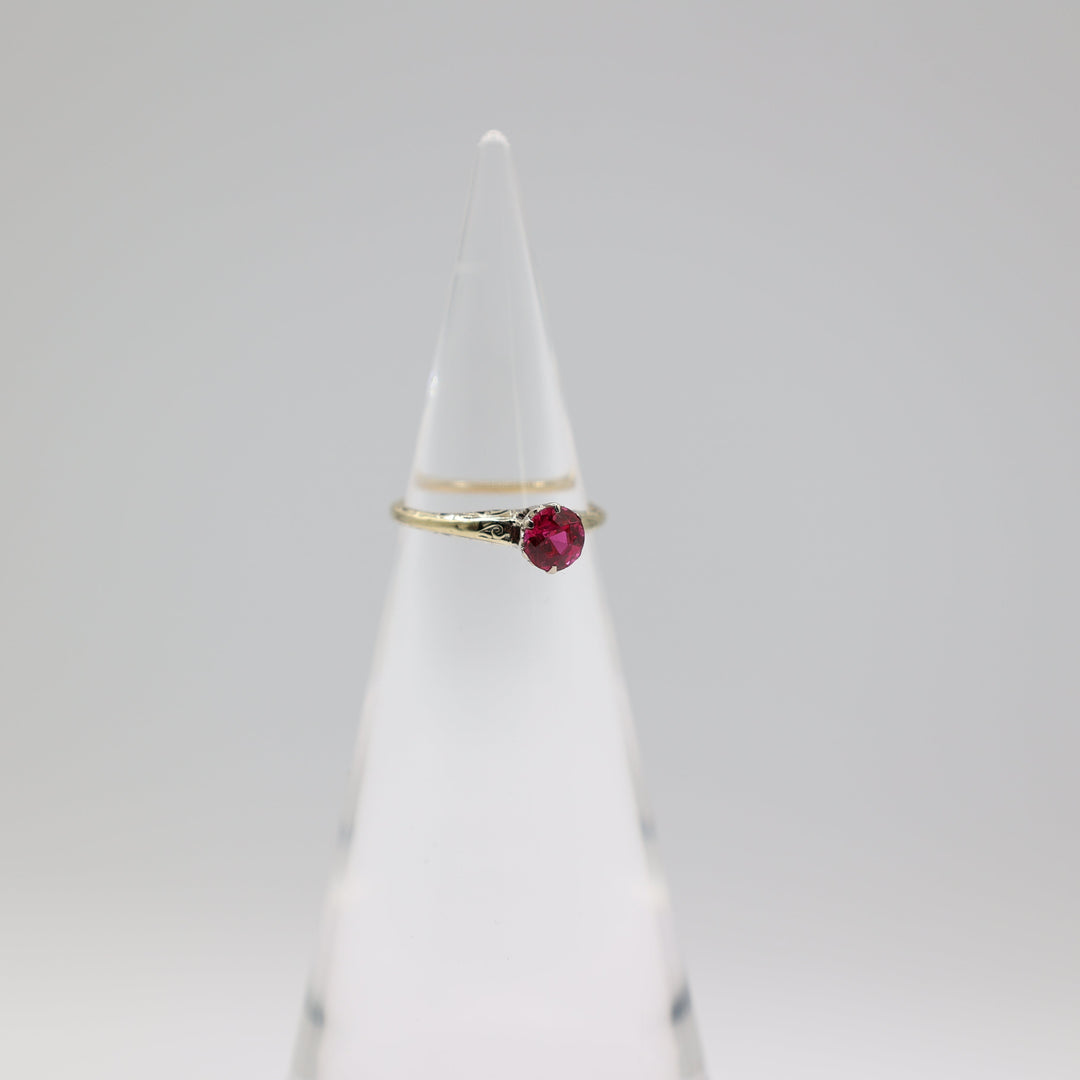 14K Yellow Gold Pink Sapphire Ring 5.5mm Stone Size 6 Gift Ready