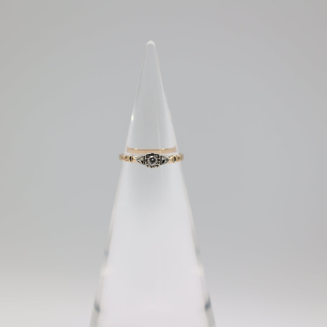 14k Yellow Gold 3mm Diamond Ring With White Gold Accents Size 6