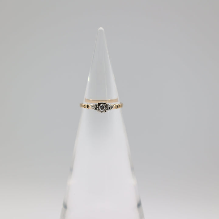 14k Yellow Gold 3mm Diamond Ring With White Gold Accents Size 6