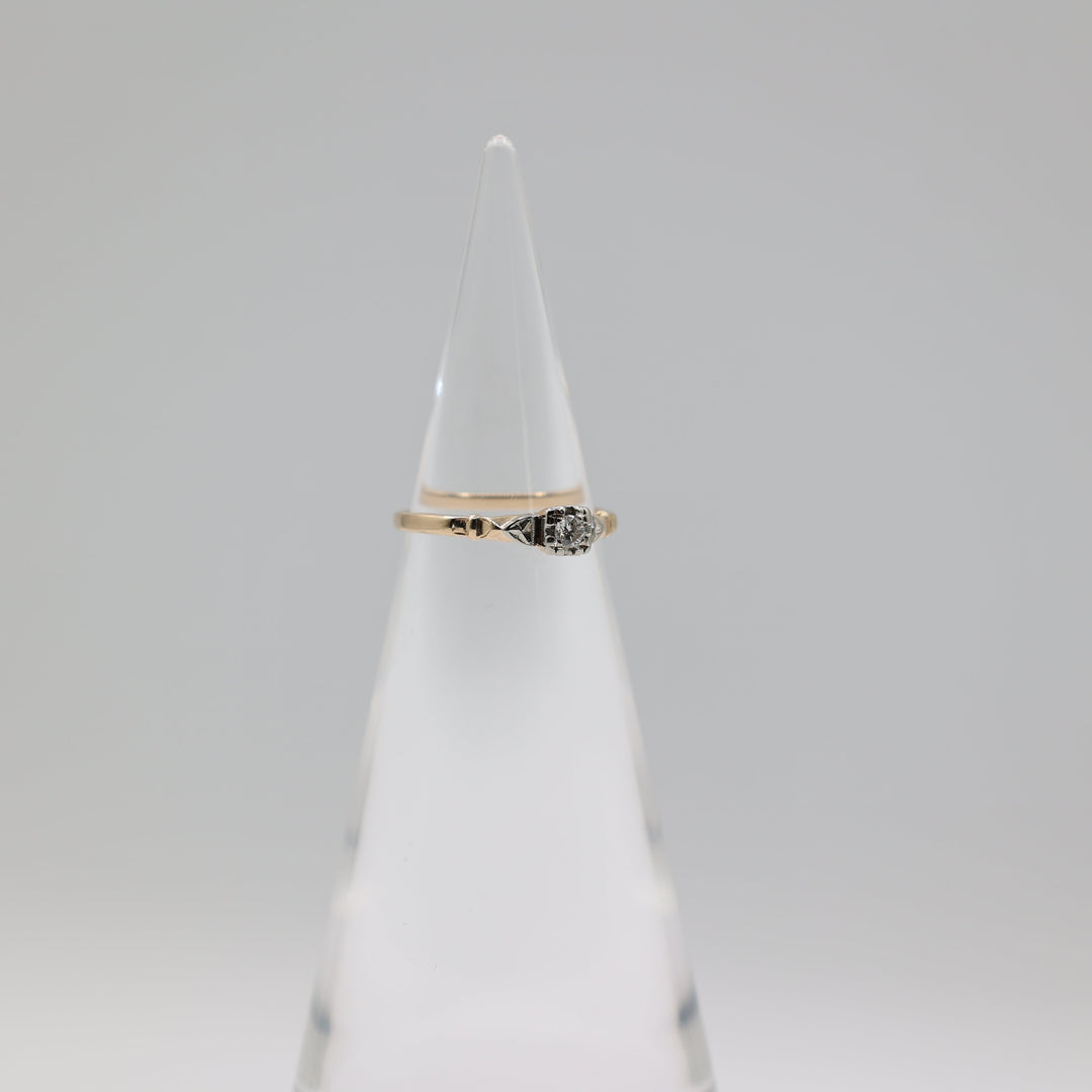 14k Yellow Gold 3mm Diamond Ring With White Gold Accents Size 6