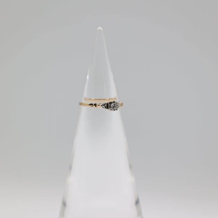 14k Yellow Gold 3mm Diamond Ring With White Gold Accents Size 6