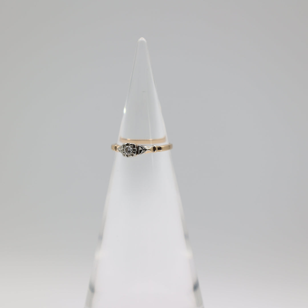 14k Yellow Gold 3mm Diamond Ring With White Gold Accents Size 6
