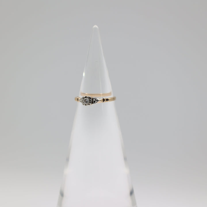14k Yellow Gold 3mm Diamond Ring With White Gold Accents Size 6