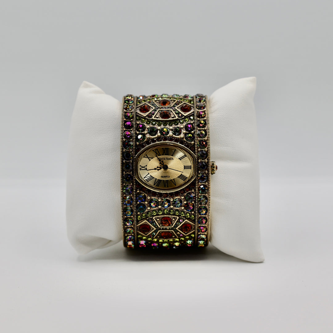 Heidi Daus Vintage Bling Multi Colored Cuff Watch Bracelet