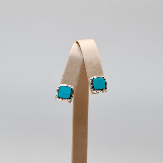 925 Sterling Silver John Hardy Classic Turquoise Earrings