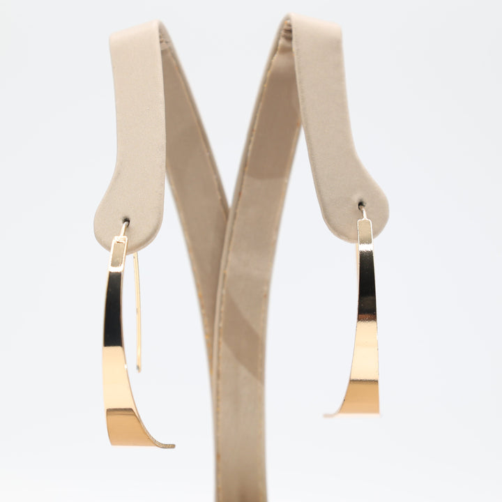 Costume Yellow Gold Toned Thick Hook Dangle Earrings