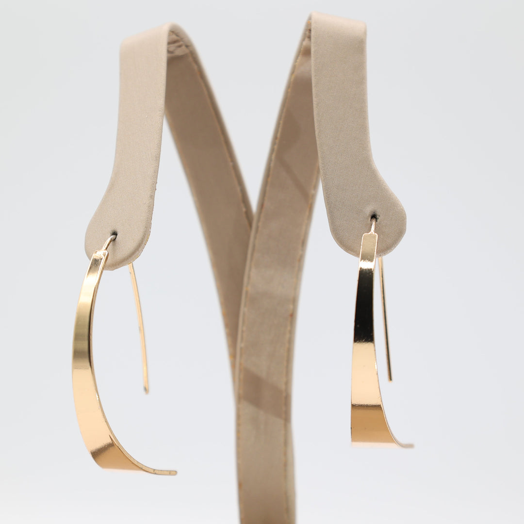 Costume Yellow Gold Toned Thick Hook Dangle Earrings