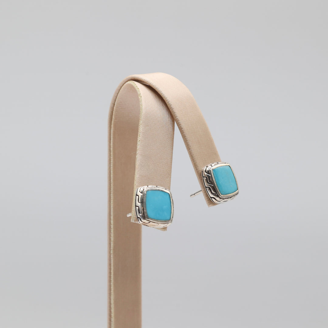 925 Sterling Silver John Hardy Classic Turquoise Earrings