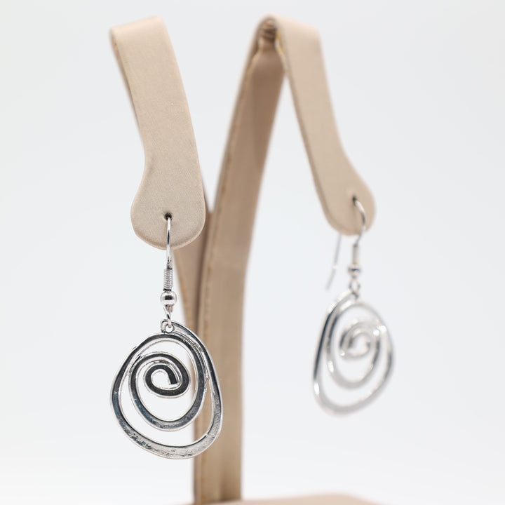 Costume Silver Tone Swirl Dangle Earrings