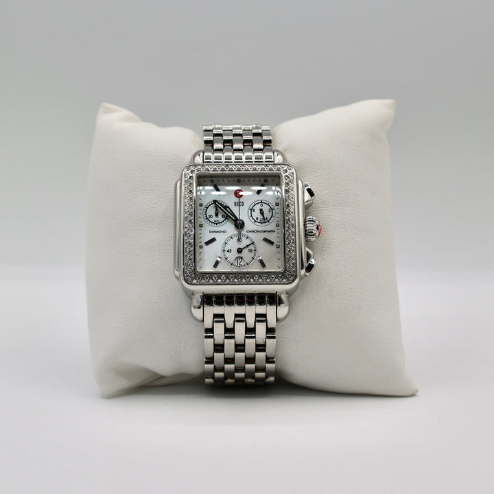 Michelle Deco Mother of Pearl and Diamonds Chronograph Watch