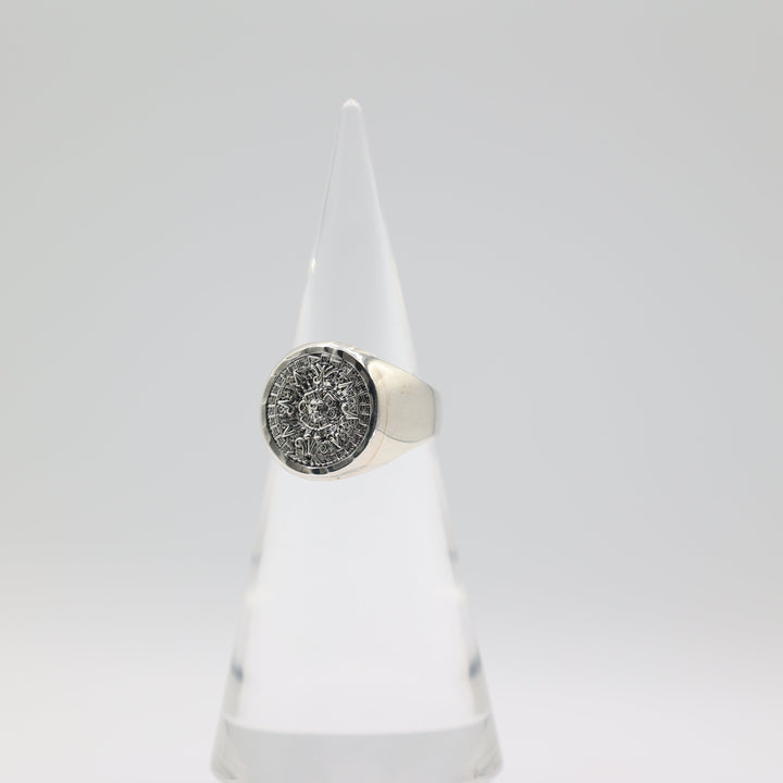 925 Sterling Silver Aztec Mayan Sun Mens Ring Size 11.75