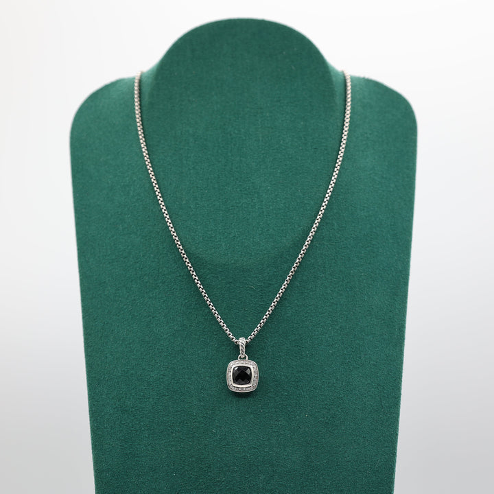 David Yurman 925 Sterling Silver & Black Onyx and White Diamonds Necklace