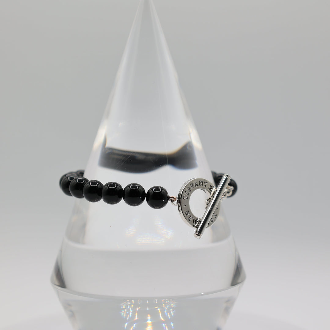 Tiffany And Co Onyx Bead Toggle Bracelet Luxury Jewelry Gift