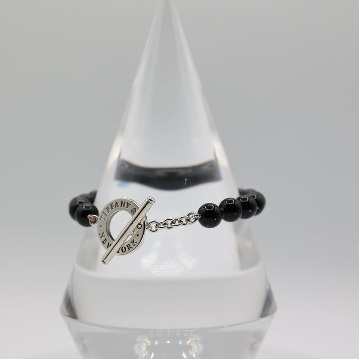 Tiffany And Co Onyx Bead Toggle Bracelet Luxury Jewelry Gift