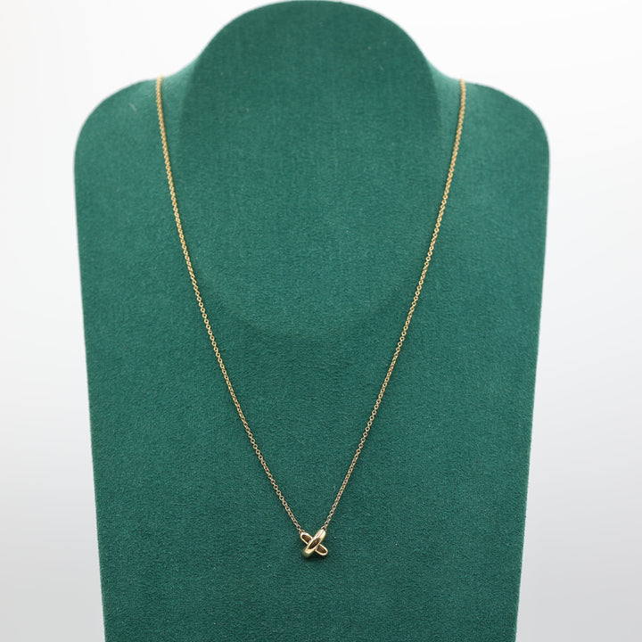 Tiffany And Co 18k Gold X Necklace 16 Inches