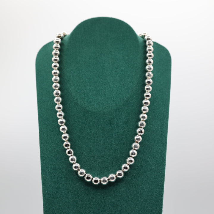 925 Sterling Silver 18 Inch Beaded Necklace for Women