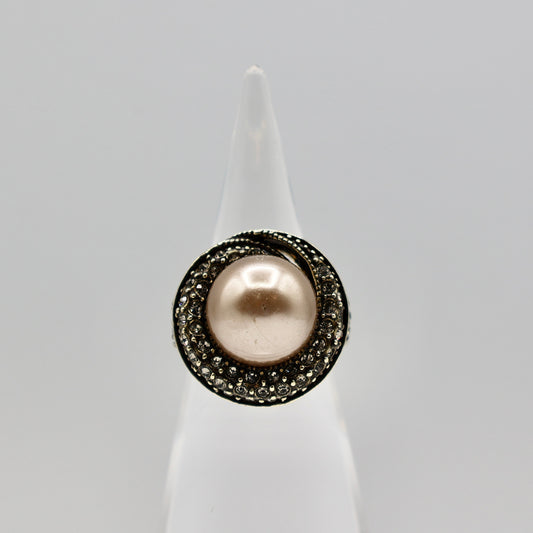 Heidi Daus Faux Pearl Crystal Rhinestone Ring Size- 7