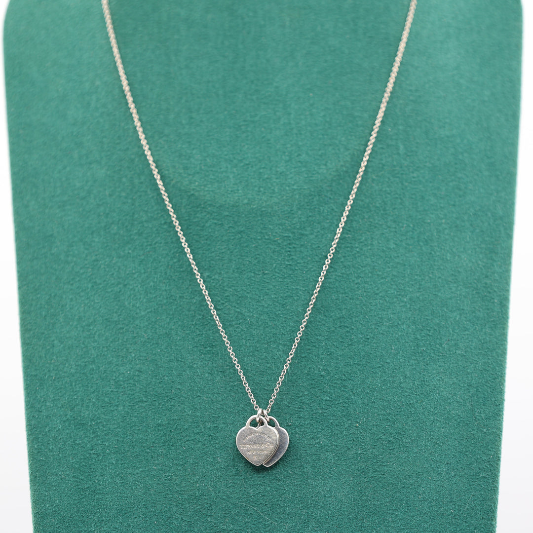 Tiffany & Co Please Return to Tiffany Sterling Silver Two Heart Necklace