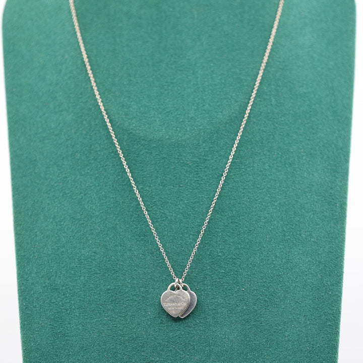 Tiffany & Co Please Return to Tiffany Sterling Silver Two Heart Necklace