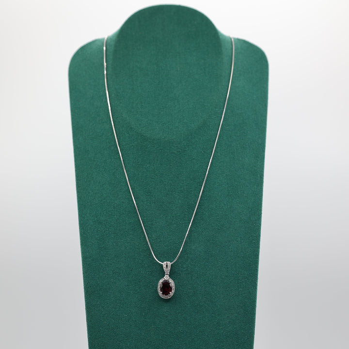 14k White Gold Halo Purple Quartz & Diamond Accents Necklace 18 Inches