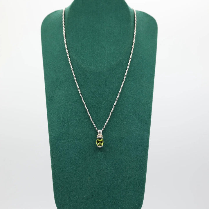 Lorenzo 925 Sterling Silver Green Stone Statement Necklace by Annie McConnell's Renewed Elegance