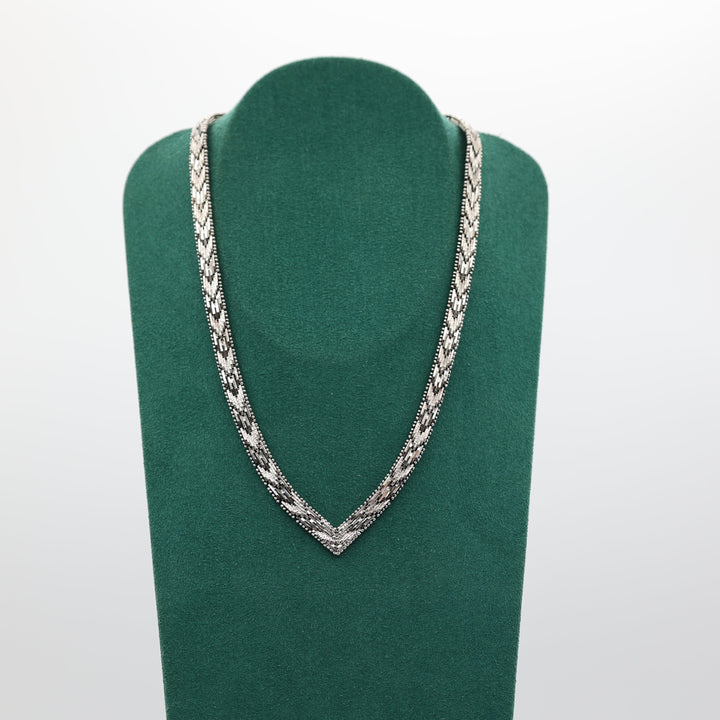 Sterling Silver Woven Chevron Chain Necklace 925 Jewelry For Women