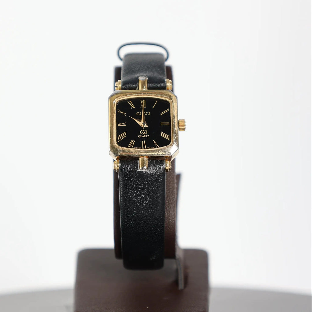 Gucci Vintage Stack Square Watch Black And Gold Tone by Annie McConnell's Renewed Elegance