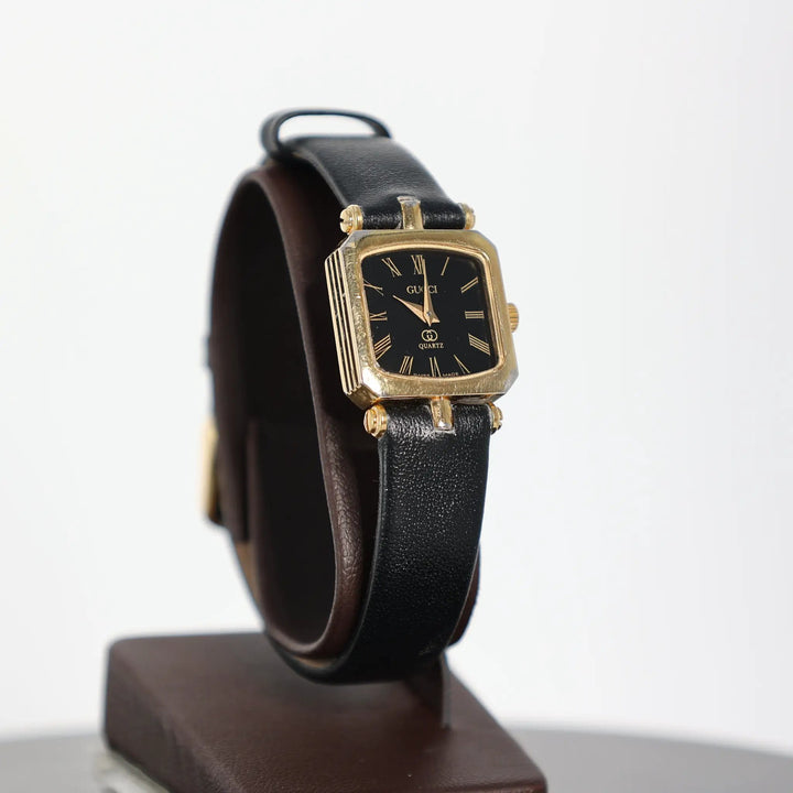 Gucci Vintage Stack Square Watch Black And Gold Tone by Annie McConnell's Renewed Elegance