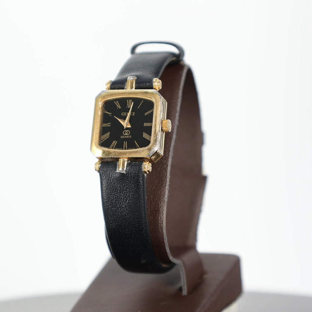 Gucci Vintage Stack Square Watch Black And Gold Tone by Annie McConnell's Renewed Elegance