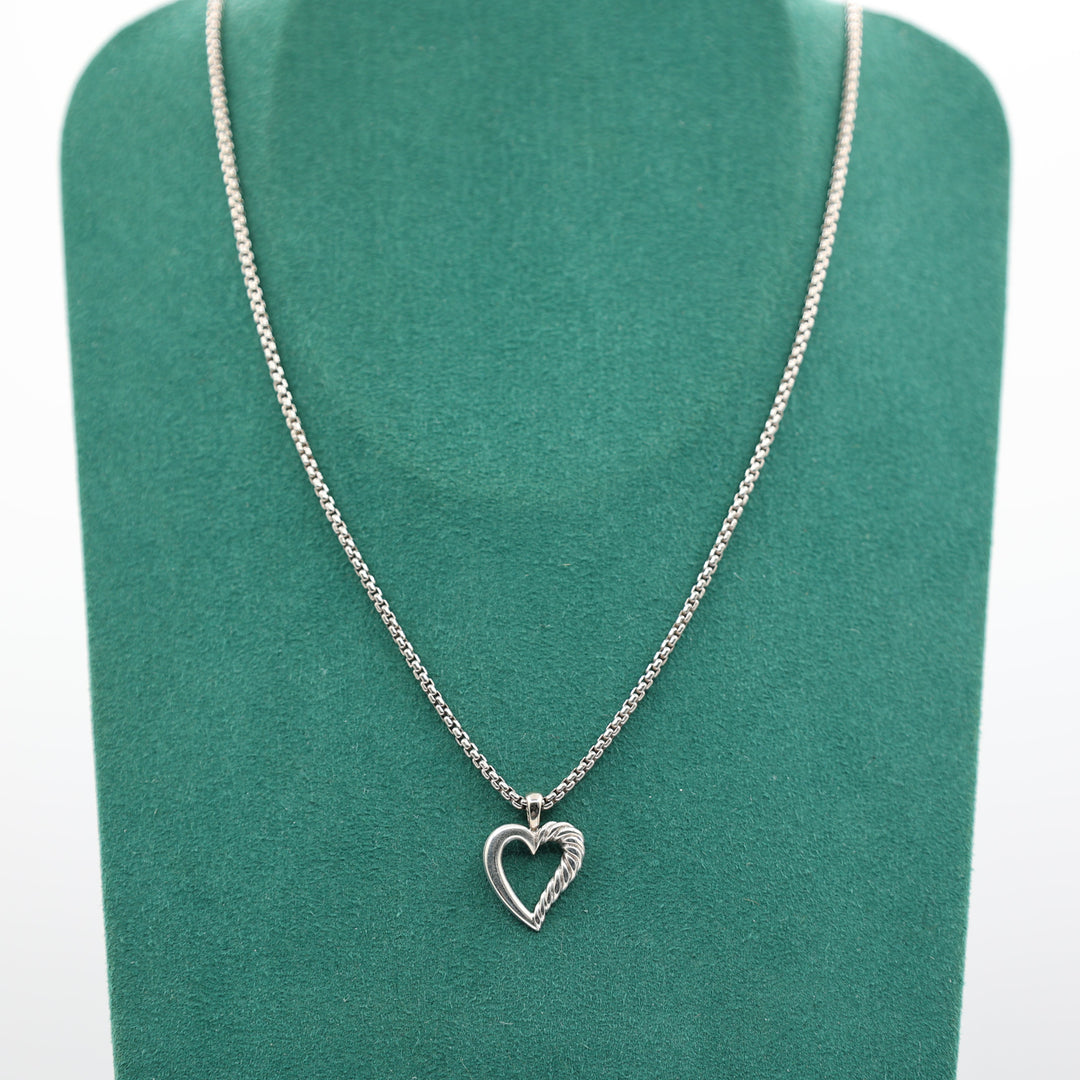 David Yurman 16 Inch 925 Silver Mini Open Heart Pendant Necklace