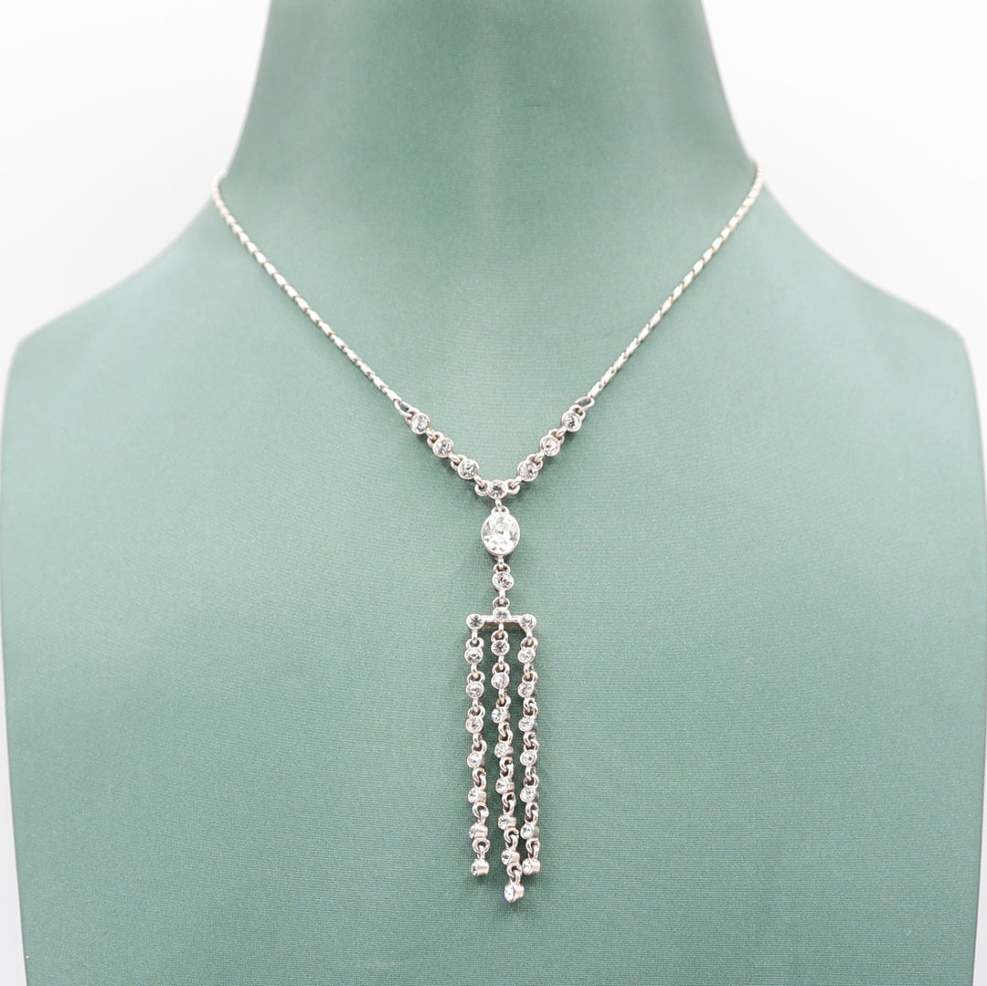 Givenchy Silver Toned Chandelier Pendant Necklace - 18 inches / 6.7 g