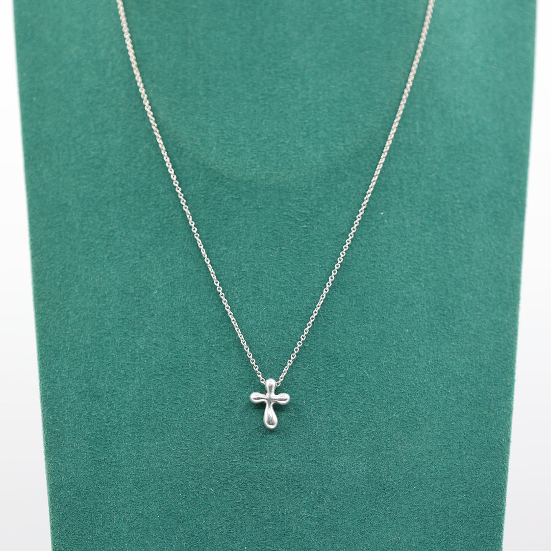 Tiffany & Co. Elsa Peretti 925 Small Cross Necklace 12mm x 9.5mm