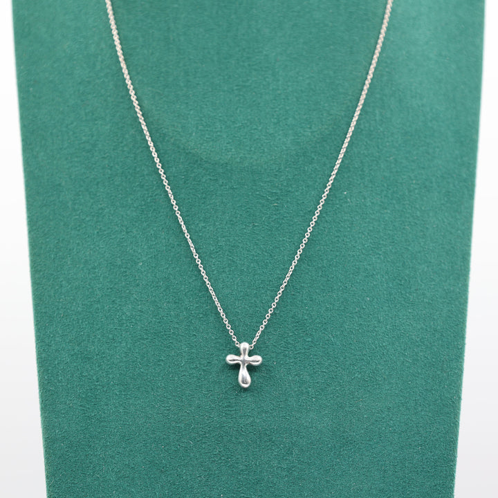 Tiffany & Co. Elsa Peretti 925 Small Cross Necklace 12mm x 9.5mm