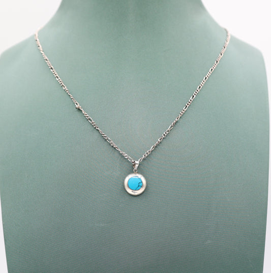 Faux Blue Turquoise Circle Necklace