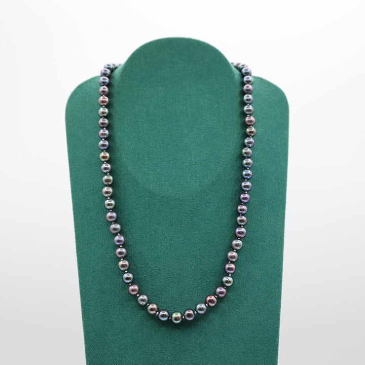 14k Yellow Gold Purple Pearl Necklace 18 Inch