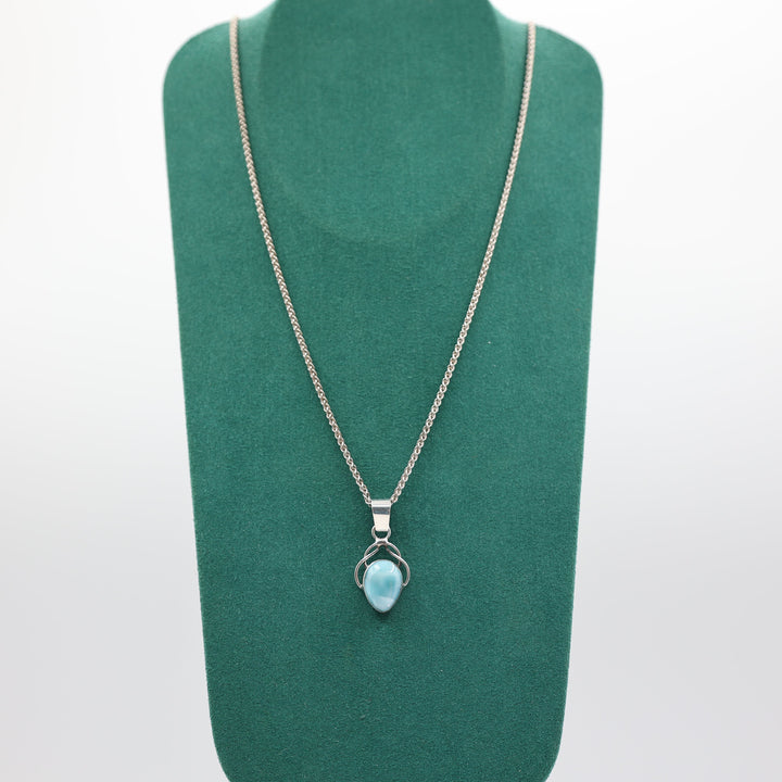 925 Sterling Silver Larimar Pendant Necklace Jewelry