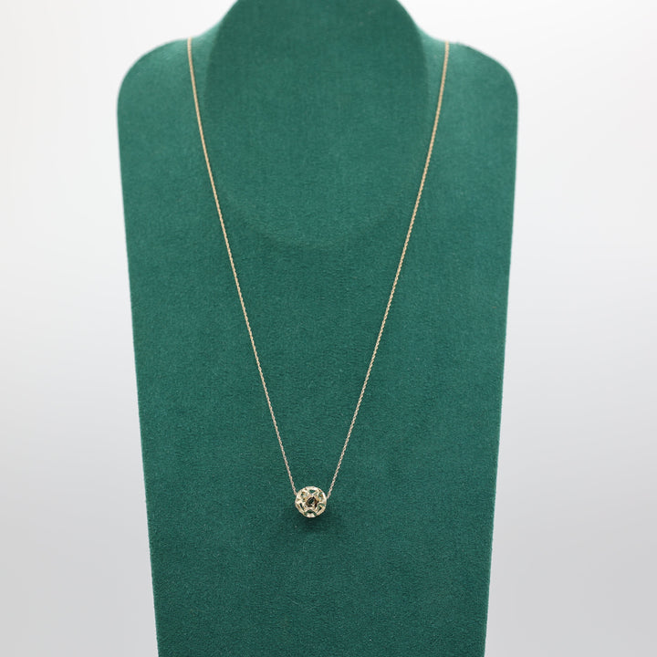 14K Yellow Gold Heart Sphere Pendant Necklace with 18 Inch Chain