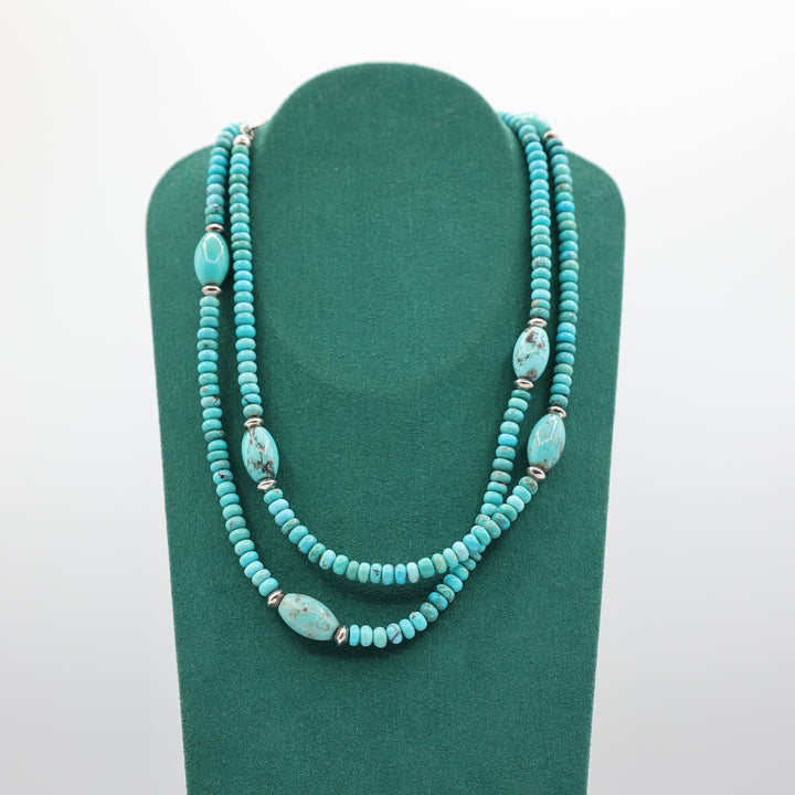 925 Sterling Silver Beaded Turquoise Necklace